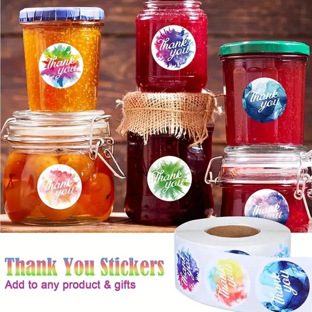 500pc Colorful Thank You Stickers Roll